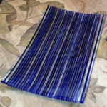 Bars of blue and clear platter. Item number 31: 14" by 9"