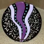 Purple, turquoise, black and white display plate: Item number 54: 10"